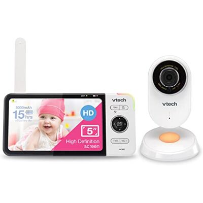 VTech VM818HD Video Monitor, 5-inch 720p HD Display, Night Light, 110-degree Wide-Angle True-Colour Day Vision, HD No-Glare Night Vision, Best-in-Class 300m Range, 2-Way Talk, White VTech VM818HD Video Monitor, 5-inch 720p HD Display, Night Light, 110-degree Wide-Angle True-Colour Day Vision, HD No-Glare Night Vision, Best-in-Class 300m Range, 2-Way Talk, White