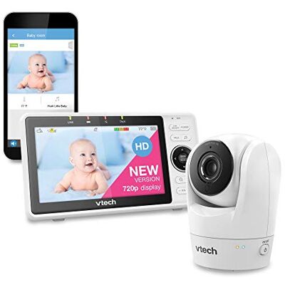 VTech VM901 Smart Wi-Fi Baby Monitor with Upgraded 5-inch 720p Display,Remote Pan Tilt Zoom,1080p HD Camera,Built-in Wide Angle Lens,HD Night Vision,2-Way Talk,Mobile Connect, iOS/Android Compatible VTech VM901 Smart Wi-Fi Baby Monitor with Upgraded 5-inch 720p Display,Remote Pan Tilt Zoom,1080p HD Camera,Built-in Wide Angle Lens,HD Night Vision,2-Way Talk,Mobile Connect, iOS/Android Compatible