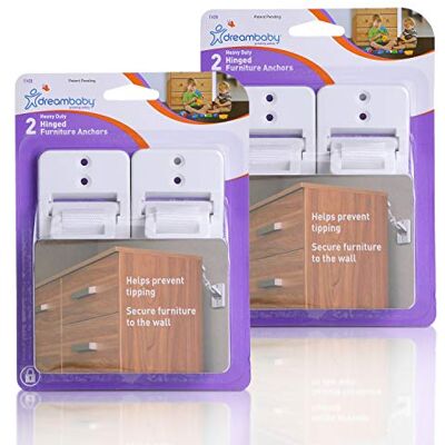 Dreambaby Heavy-Duty Hinged Furniture Straps 4 Pack, White Dreambaby Heavy-Duty Hinged Furniture Straps 4 Pack, White