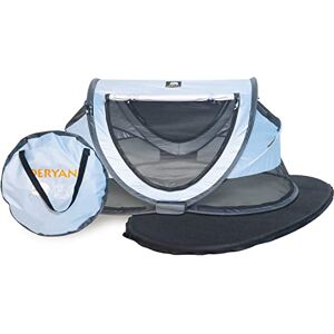 DERYAN Travel Cot - Peuter Luxe - Blue - Pop-up System - Set-up in only 2 Seconds - Including Cotton Cover with Zipper, self-Inflating air Mattress and Carrying Bag