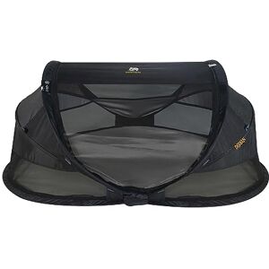 DERYAN Travel Cot - Baby Luxe - Black - Pop-up System - Set-up in only 2 Seconds - Including Cotton Cover with Zipper, self-Inflating air Mattress and Carrying Bag