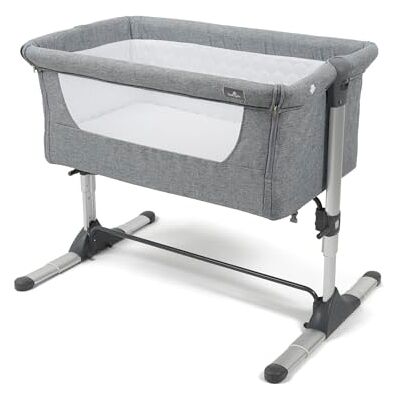 Babylo Snuggle Cuddle Bedside Co Sleeper Crib - Height Adjustable - Mesh Sides - Anti-Reflux - 5cm Mattress - Slate Grey Babylo Snuggle Cuddle Bedside Co Sleeper Crib - Height Adjustable - Mesh Sides - Anti-Reflux - 5cm Mattress - Slate Grey