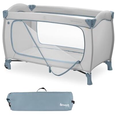 hauck Travel Cot, Wheels XL Zip Access Carry Bag, Sleep N Play GO PLUS Blue hauck Travel Cot, Wheels XL Zip Access Carry Bag, Sleep N Play GO PLUS Blue