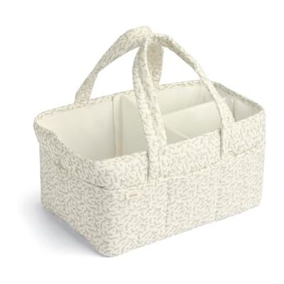 Mamas & Papas Nappy Caddy Leaf Textured Waffle Fabric Design, Multi-Compartment Interior, Durable Carry Handle, Portable Nursery Organizer Mamas & Papas Nappy Caddy Leaf Textured Waffle Fabric Design, Multi-Compartment Interior, Durable Carry Handle, Portable Nursery Organizer