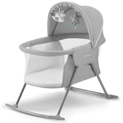 Kinderkraft LOVI Baby Crib 3 in 1, Cradle, Travel Cot, Rocker, Easy Folding and Unfolding, Adjustable Canopy, with Accessories, Mattress Cover, Included Toys, Transport Bag, for Newborn, 0-9 kg, Gray Kinderkraft LOVI Baby Crib 3 in 1, Cradle, Travel Cot, Rocker, Easy Folding and Unfolding, Adjustable Canopy, with Accessories, Mattress Cover, Included Toys, Transport Bag, for Newborn, 0-9 kg, Gray