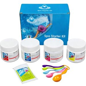 SHATCHI Pool Chemical Starter Kit for Hot Tubs, Above Ground and Paddling Pools, Water Treatment Set Chlorine Granules, pH Minus, pH Plus, Foam Remover, Test Strips and Measuring Spoons SHATCHI Pool Chemical Starter Kit for Hot Tubs, Above Ground and Paddling Pools, Water Treatment Set Chlorine Granules, pH Minus, pH Plus, Foam Remover, Test Strips and Measuring Spoons