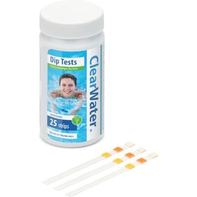 Clearwater Hot Tub, Pool and Spa Test Strips x 25-3 in 1 Measures Chlorine, PH and Total Alkalinity Clearwater Hot Tub, Pool and Spa Test Strips x 25-3 in 1 Measures Chlorine, PH and Total Alkalinity