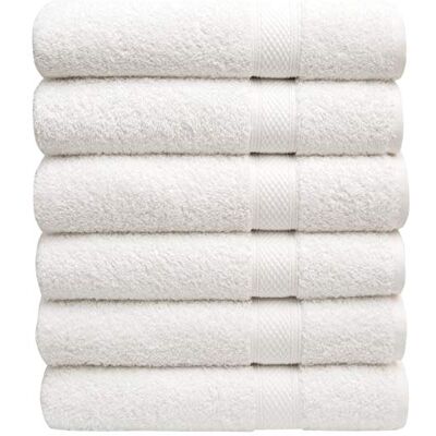 PH Pleasant Home Pleasant Home Bath Towels Set of 6 (24” x 50”) 100% Cotton, 515 GSM Lightweight, Soft & Absorbent Luxury Towels for Bathroom for Gym, Pool & Spa 6 Pack, White PH Pleasant Home Pleasant Home Bath Towels Set of 6 (24” x 50”) 100% Cotton, 515 GSM Lightweight, Soft & Absorbent Luxury Towels for Bathroom for Gym, Pool & Spa 6 Pack, White