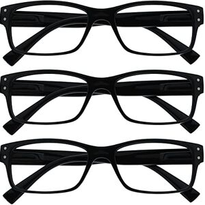 OPULIZE The Reading Glasses Company 3 Pack Mens Black Large Designer Style Readers Spring Hinges RRR11-1 +1.00 OPULIZE The Reading Glasses Company 3 Pack Mens Black Large Designer Style Readers Spring Hinges RRR11-1 +1.00