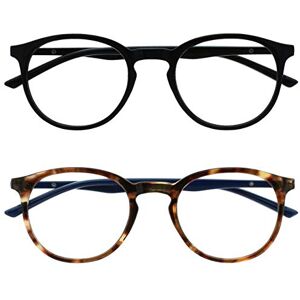 OPULIZE MET Blue Light Blocking Reading Glasses for Women Men, Slim Round Frame with Scratch Resistant and Spring Hinges, Computer Glasses with Anti-Reflective, Black,Brown +2.5 (Pack of 2) OPULIZE MET Blue Light Blocking Reading Glasses for Women Men, Slim Round Frame with Scratch Resistant and Spring Hinges, Computer Glasses with Anti-Reflective, Black,Brown +2.5 (Pack of 2)