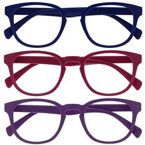OPULIZE POP Reading Glasses for Women Men,Scratch Resistant Round Matt Frame with Spring Hinges, Blue, Pink, Purple +2.00 (Pack of 3) OPULIZE POP Reading Glasses for Women Men,Scratch Resistant Round Matt Frame with Spring Hinges, Blue, Pink, Purple +2.00 (Pack of 3)