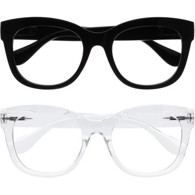 OPULIZE BIG Blue Light Blocking Reading Glasses Bold Round Fashion Frame Anti-Glare Anti-Reflective Computer Gaming 2 Pack UV & Eyestrain Protection Black Clear Mens Womens +2.00 OPULIZE BIG Blue Light Blocking Reading Glasses Bold Round Fashion Frame Anti-Glare Anti-Reflective Computer Gaming 2 Pack UV & Eyestrain Protection Black Clear Mens Womens +2.00