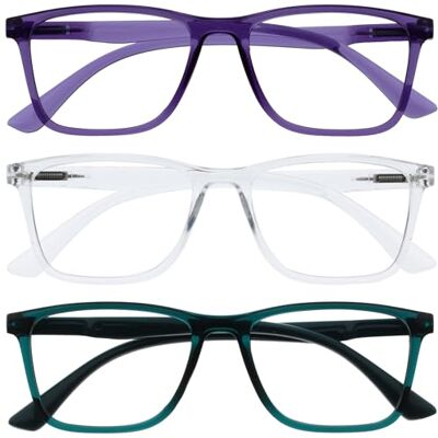 OPULIZE NYX Blue Light Blocking Reading Glasses Anti-Glare Computer and Gaming Eyewear 3 Pack UV and Eyestrain Protection Rectangular Frame Purple Clear Turquoise Men Women + 2.00 OPULIZE NYX Blue Light Blocking Reading Glasses Anti-Glare Computer and Gaming Eyewear 3 Pack UV and Eyestrain Protection Rectangular Frame Purple Clear Turquoise Men Women + 2.00