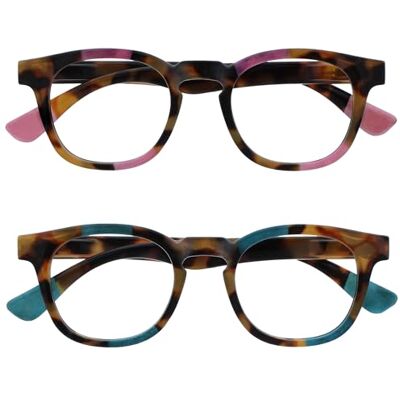 Opulize RR62-4Q +2.00 Pink-Turquoise Reading Glasses - Reading Glasses Opulize RR62-4Q +2.00 Pink-Turquoise Reading Glasses - Reading Glasses