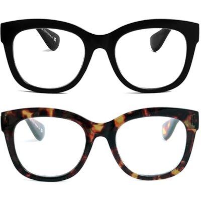 OPULIZE BIG Blue Light Blocking Reading Glasses Bold Round Fashion Frame Anti-Glare Anti-Reflective Computer Gaming 2 Pack UV & Eyestrain Protection Black Brown Mens Womens +2.50 OPULIZE BIG Blue Light Blocking Reading Glasses Bold Round Fashion Frame Anti-Glare Anti-Reflective Computer Gaming 2 Pack UV & Eyestrain Protection Black Brown Mens Womens +2.50