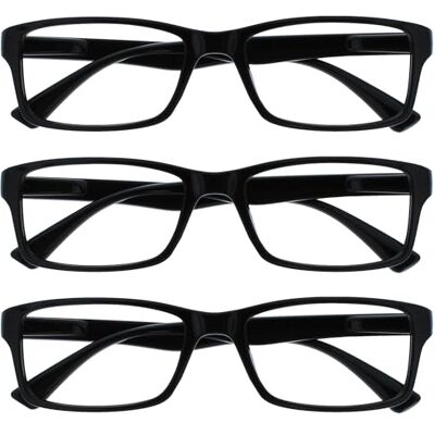 Opulize Black Reading Glasses - 3 Pairs +2.00 - Reading Glasses Opulize Black Reading Glasses - 3 Pairs +2.00 - Reading Glasses