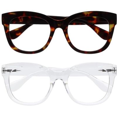 OPULIZE BIG Blue Light Blocking Reading Glasses Bold Round Fashion Frame Anti-Glare Anti-Reflective Computer Gaming 2 Pack UV & Eyestrain Protection Brown Clear Mens Womens +3.00 OPULIZE BIG Blue Light Blocking Reading Glasses Bold Round Fashion Frame Anti-Glare Anti-Reflective Computer Gaming 2 Pack UV & Eyestrain Protection Brown Clear Mens Womens +3.00