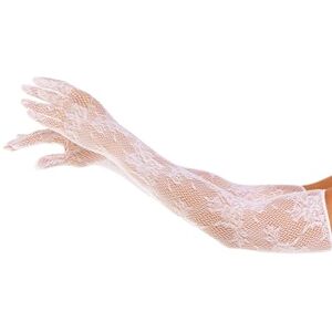 Leg Avenue Women's Opera length floral net gloves, O/S (White) Leg Avenue Women's Opera length floral net gloves, O/S (White)