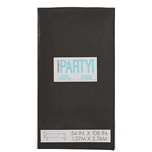 Unique Party 5096 - Black Plastic Tablecloth, 9ft x 4.5ft