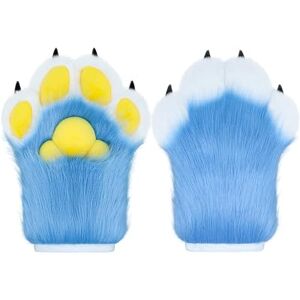BNLIDES Cosplay Fursuit Paw Gloves Fur Claw Gloves Built-in Whistle Decompression Toy Costume Party Accessories for Adults, Light-blue, M BNLIDES Cosplay Fursuit Paw Gloves Fur Claw Gloves Built-in Whistle Decompression Toy Costume Party Accessories for Adults, Light-blue, M
