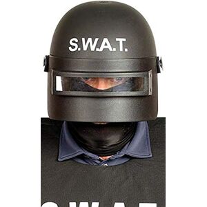 FIESTAS GUIRCA Adults Swat Helmet Hard Plastic Police Fancy Dress Hat Accessory Halloween Cosplay Special Forces Dress Up Black One Size (Black) FIESTAS GUIRCA Adults Swat Helmet Hard Plastic Police Fancy Dress Hat Accessory Halloween Cosplay Special Forces Dress Up Black One Size (Black)