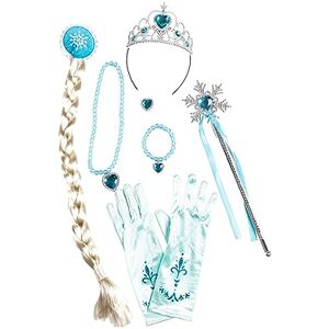 Ciao 20511 Snow Princess disguise kit (tiara, wand, necklace, ring, gloves, braid with clip), Children, Blue, Silver Ciao 20511 Snow Princess disguise kit (tiara, wand, necklace, ring, gloves, braid with clip), Children, Blue, Silver