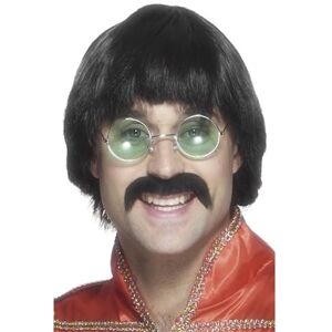 Smiffys 70s Mersey Wig & Tash, Black Short Styled, 1970's Disco Fancy Dress, 1970s Dress Up Wigs Halloween Smiffys 70s Mersey Wig & Tash, Black Short Styled, 1970's Disco Fancy Dress, 1970s Dress Up Wigs Halloween