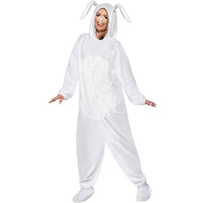 Smiffys White Rabbit Costume – All-in-One Animal Outfit with Hood and Nose – Fun Fancy Dress for Adults Smiffys White Rabbit Costume – All-in-One Animal Outfit with Hood and Nose – Fun Fancy Dress for Adults