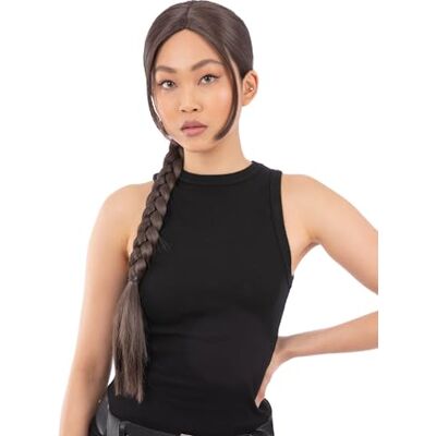 Smiffys 90s Video Game Vixen Plait Wig Long Brown Braided Ponytail Cosplay Fancy Dress Accessory for Action Heroine Costumes Smiffys 90s Video Game Vixen Plait Wig Long Brown Braided Ponytail Cosplay Fancy Dress Accessory for Action Heroine Costumes