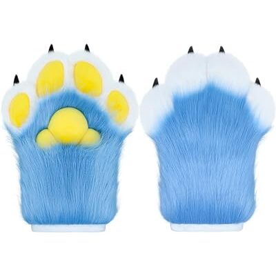 BNLIDES Cosplay Fursuit Paw Gloves Fur Claw Gloves Built-in Whistle Decompression Toy Costume Party Accessories for Adults, Light-blue, M BNLIDES Cosplay Fursuit Paw Gloves Fur Claw Gloves Built-in Whistle Decompression Toy Costume Party Accessories for Adults, Light-blue, M