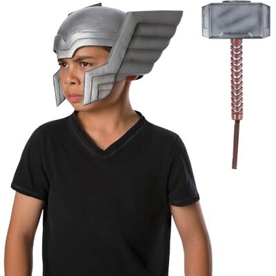 Rubies Official Marvel Thor Accessory Bundle, Includes Helmet & Hammer, Kids, Children's Fancy Dress Rubies Official Marvel Thor Accessory Bundle, Includes Helmet & Hammer, Kids, Children's Fancy Dress