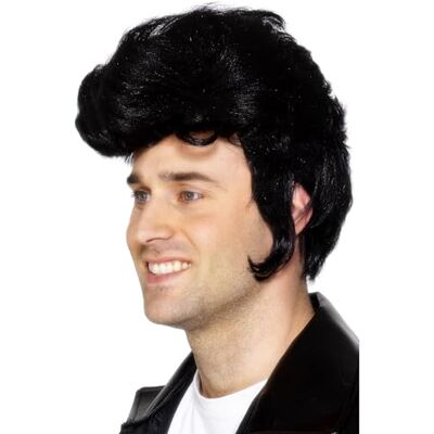 Smiffys Rockstar Wig, Black, 1950's Rock'n'Rolla Fancy Dress, Adult Dress Up Wigs Halloween Smiffys Rockstar Wig, Black, 1950's Rock'n'Rolla Fancy Dress, Adult Dress Up Wigs Halloween