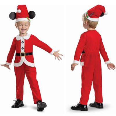 Disney Disguise Christmas Mickey Dress Up, Official License Toddler Costume for Boys Inspired by Mickey Mouse, Features a Red Long Sleeve Onesie with Santa Hat Mickey Ears, For 3-4 Years Disney Disguise Christmas Mickey Dress Up, Official License Toddler Costume for Boys Inspired by Mickey Mouse, Features a Red Long Sleeve Onesie with Santa Hat Mickey Ears, For 3-4 Years