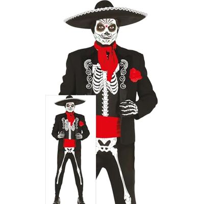 FIESTAS GUIRCA Mexican Skeleton Fancy Dress Jacket, Sash, Jumpsuit and Scarf Halloween, Day of the Dead and Fancy Dress Parties Ideal for Adults and Teens FIESTAS GUIRCA Mexican Skeleton Fancy Dress Jacket, Sash, Jumpsuit and Scarf Halloween, Day of the Dead and Fancy Dress Parties Ideal for Adults and Teens
