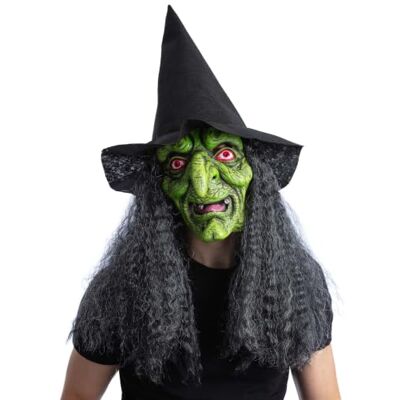 Smiffys Green Wicked Witch Latex Mask, Adult Fancy Dress, One Size Smiffys Green Wicked Witch Latex Mask, Adult Fancy Dress, One Size
