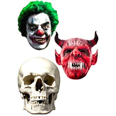 STAR CUTOUTS SMP441 Clown, Devil, Skull Face 8 Pack Talking Point for Parties Use as Masks, Decorations for Birthdays, Solid, Multicolour, Regular STAR CUTOUTS SMP441 Clown, Devil, Skull Face 8 Pack Talking Point for Parties Use as Masks, Decorations for Birthdays, Solid, Multicolour, Regular