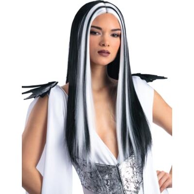 Smiffys Madame Monster Wig, Black, with White Streaks, Adult Fancy Dress, One Size Smiffys Madame Monster Wig, Black, with White Streaks, Adult Fancy Dress, One Size