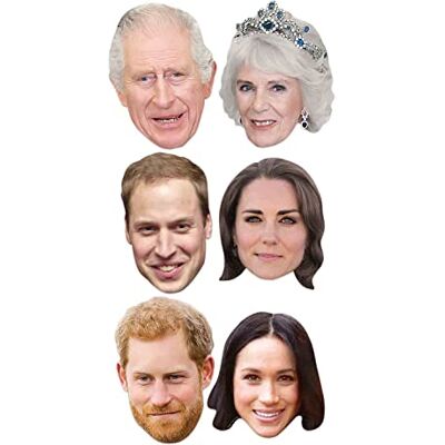 STAR CUTOUTS SMP452 Royal Connections 6 Pack Cardboard Face Masks – British Royal Family Costume Party Set STAR CUTOUTS SMP452 Royal Connections 6 Pack Cardboard Face Masks – British Royal Family Costume Party Set