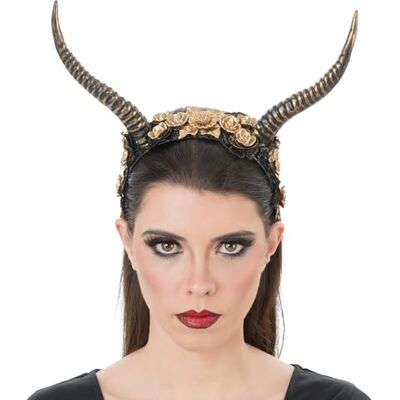 Chaks Headband with Horns, Flower Headpiece, Fantasy Look, Cosplay Costume Accessories for Halloween and Carnival Chaks Headband with Horns, Flower Headpiece, Fantasy Look, Cosplay Costume Accessories for Halloween and Carnival