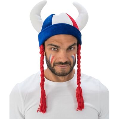 Chaks Helmet with horns and braids, World Cup supporter accessory Fabric Helmet, World Cup and European Championship Fan Helmet with Horns and Braids Design Chaks Helmet with horns and braids, World Cup supporter accessory Fabric Helmet, World Cup and European Championship Fan Helmet with Horns and Braids Design