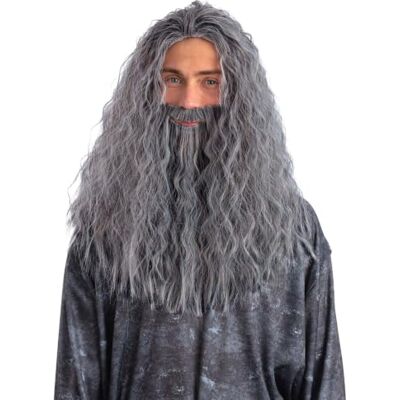 Smiffys Sorcerer/Wizard Wig & Beard Set, Grey, Adult Fancy Dress, One Size Smiffys Sorcerer/Wizard Wig & Beard Set, Grey, Adult Fancy Dress, One Size