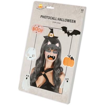 FIESTAS GUIRCA Photocall Props for Halloween (10 pcs 15 cm) Photo Booth Masks for Costume Parties and Celebrations Ideal for Halloween Multicolor FIESTAS GUIRCA Photocall Props for Halloween (10 pcs 15 cm) Photo Booth Masks for Costume Parties and Celebrations Ideal for Halloween Multicolor
