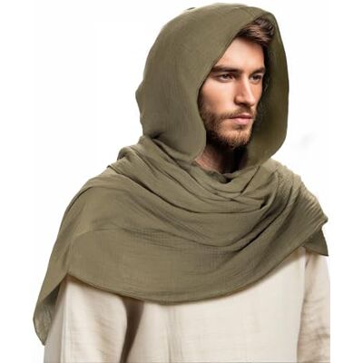 Ultrafun Medieval Renaissance Shawl Scarf Cape Men Women Multifunctional Hooded Cowl Halloween Cosplay Costume Accessories, Green, 48.4in(L)*25.6in(W) Ultrafun Medieval Renaissance Shawl Scarf Cape Men Women Multifunctional Hooded Cowl Halloween Cosplay Costume Accessories, Green, 48.4in(L)*25.6in(W)