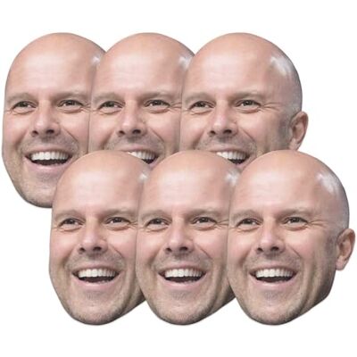 STAR CUTOUTS CMP007 Arne Slot 6 Pack Cardboard Face Masks – Football Costume Fancy Dress Fan Set STAR CUTOUTS CMP007 Arne Slot 6 Pack Cardboard Face Masks – Football Costume Fancy Dress Fan Set