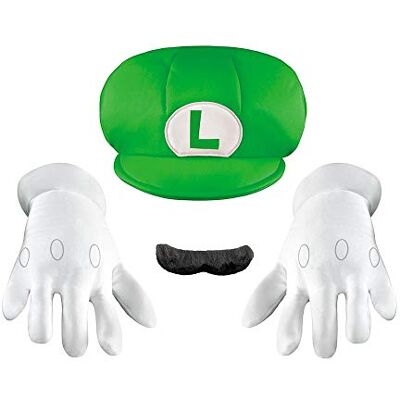 Disguise Super Mario Bros. Luigi Accessory Kit for Kids, Officially Licensed by , Includes Character Hat, Mustache and Lined White Gloves, Pair with Dress Up Disguise Super Mario Bros. Luigi Accessory Kit for Kids, Officially Licensed by , Includes Character Hat, Mustache and Lined White Gloves, Pair with Dress Up