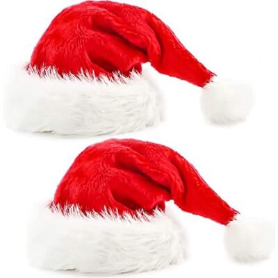 kockuu 2pcs Fluffy Santa Hats Set with Plush Brim and Liner for Adults Women Christmas, New Year Party Supplies & Gifts kockuu 2pcs Fluffy Santa Hats Set with Plush Brim and Liner for Adults Women Christmas, New Year Party Supplies & Gifts