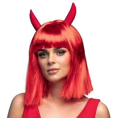 Boland 85607 Devil Wig with Horns, Red Synthetic Hair, Accessories for Fancy Dress Costumes, Devil Costume, Carnival, Halloween Boland 85607 Devil Wig with Horns, Red Synthetic Hair, Accessories for Fancy Dress Costumes, Devil Costume, Carnival, Halloween
