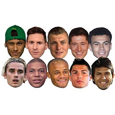 STAR CUTOUTS SMP371 World Football Stars 10 Pack Cardboard Face Masks – Ronaldo, Messi, Mbappe Fan Set STAR CUTOUTS SMP371 World Football Stars 10 Pack Cardboard Face Masks – Ronaldo, Messi, Mbappe Fan Set