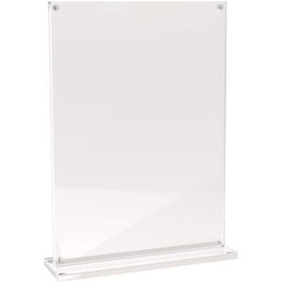 MAUL vision A5 Table Stand, Modern Acrylic Stand in Practical A5 Format, Stable T-Shape, Acrylic Stand for Pictures, Menus, Place Cards, Transparent MAUL vision A5 Table Stand, Modern Acrylic Stand in Practical A5 Format, Stable T-Shape, Acrylic Stand for Pictures, Menus, Place Cards, Transparent
