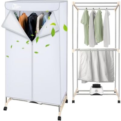 Uten Electric Clothes Dryer Warm Air Drying Wardrobe Electric Clothes Drying Rack Double layer Stackable for Apartments 1500W Gray Uten Electric Clothes Dryer Warm Air Drying Wardrobe Electric Clothes Drying Rack Double layer Stackable for Apartments 1500W Gray